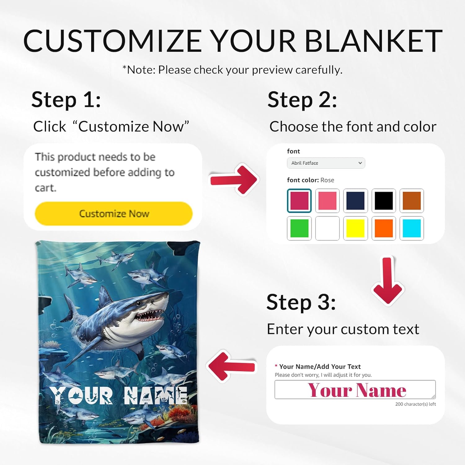 Custom Shark Gifts - 40 x 50 Inches Cozy Fuzzy Shark Blanket for Boy - Blue Funny Throw Blanket Stuff for Couch, Sofa