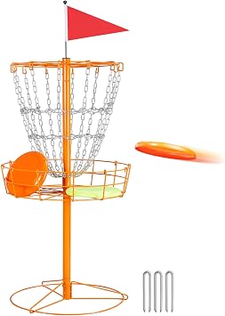 Yaheetech Disc Golf Basket Set 12-Chain Steel Practice Target Goal, Orange