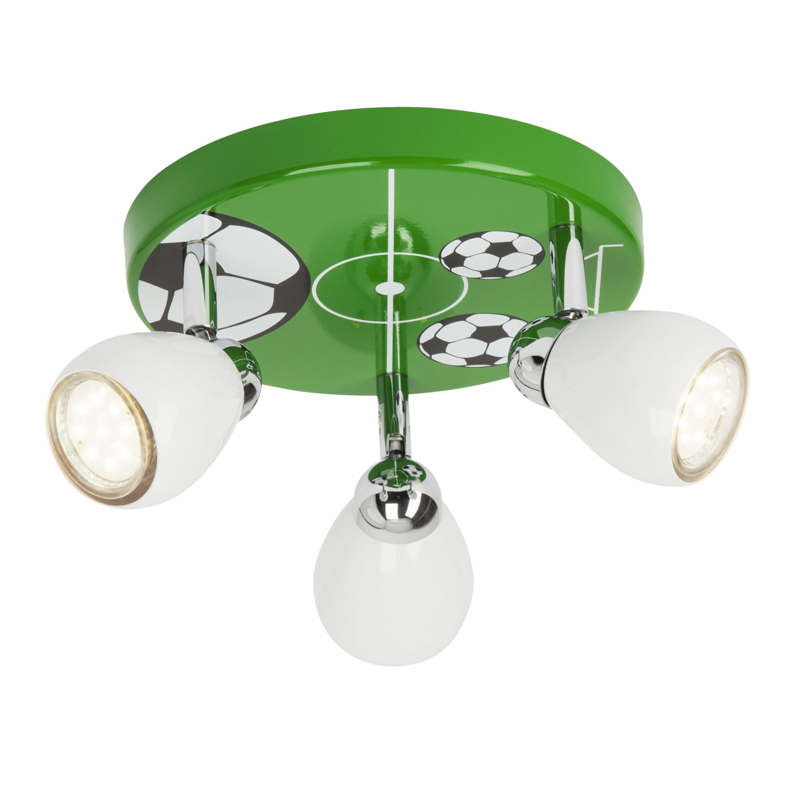 Faretto da soffitto Lighbox con motivo calcistico Ø 31cm incl. lampadina | Plafoniera Soccer LED, Ø 31 cm, 3x 3 W GU10 LED inclusi, 3 x 300 lumen