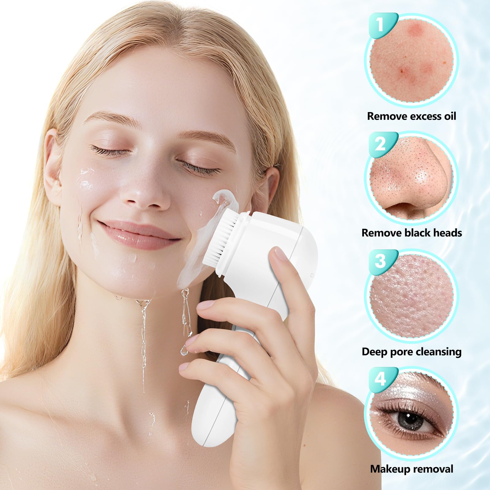 Clarisonic Aria Sonic Facial Cleansing Brush for Deep Cleaning & Anti-Aging, Waterproof Electric Face Wash System for All Skin Types (White)