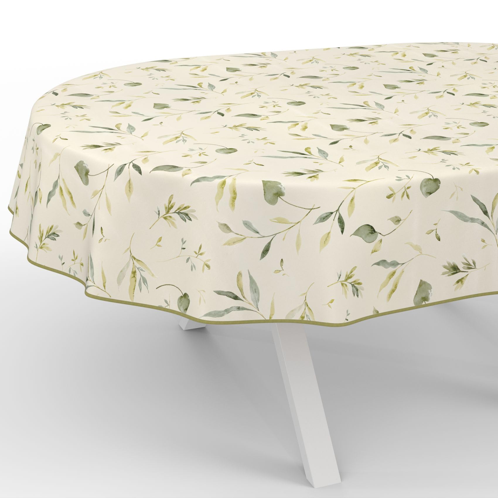 ANRO Canada Floral Oilcloth Tablecloth Washable Garden Tablecloth Water-Repellent Oval 160 x 140 cm with Hem Edged