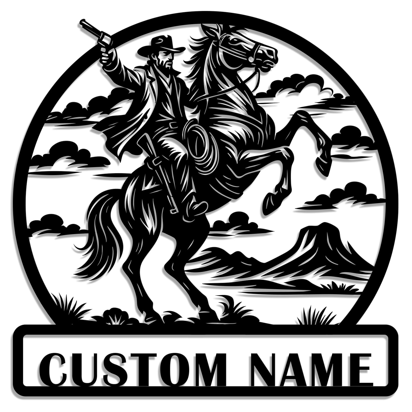 Personalized Cowboy & Cowgirl Metal Sign – Custom Western Horse Riding Wall Art – Rustic Ranch Decoration for Farmhouse, Barn, or Outdoor Spaces (Style-5)