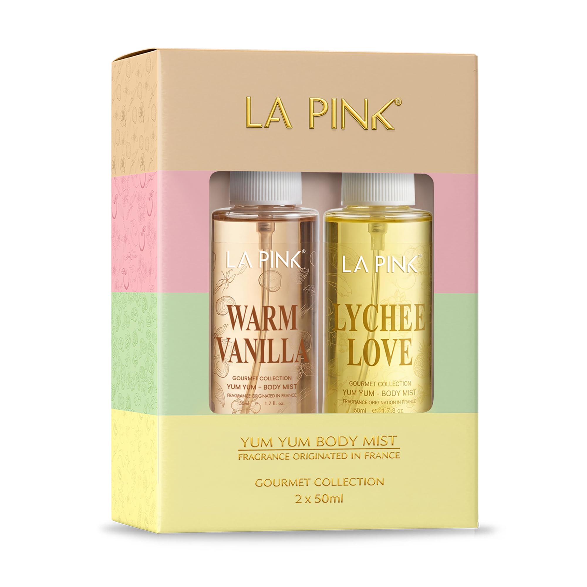 LA PINK Warm Vanilla & Lychee Love Body Mist Perfume Combo | Citrus, Musk, Chocolate, Coconut & Jasmine | Skin-Friendly Unisex Long-Lasting Fragrance Spray | Lasts Up to 6 Hours | 50ml Each-image-35