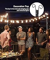 Vista 6 de Postes de luz de cadena de 9.5 pies, paquete de 2 postes de luz de cubierta para luces exteriores resistentes con base de anclaje y soporte, postes