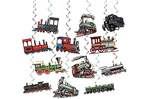 Ultimate Train Party Delight: 24 Swirling Steam Train Decorations