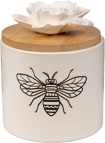 ScentSationals Difusor de aceite esencial de flores de cerámica, difusor pasivo de aromaterapia para sala de estar o dormitorio, difusor de