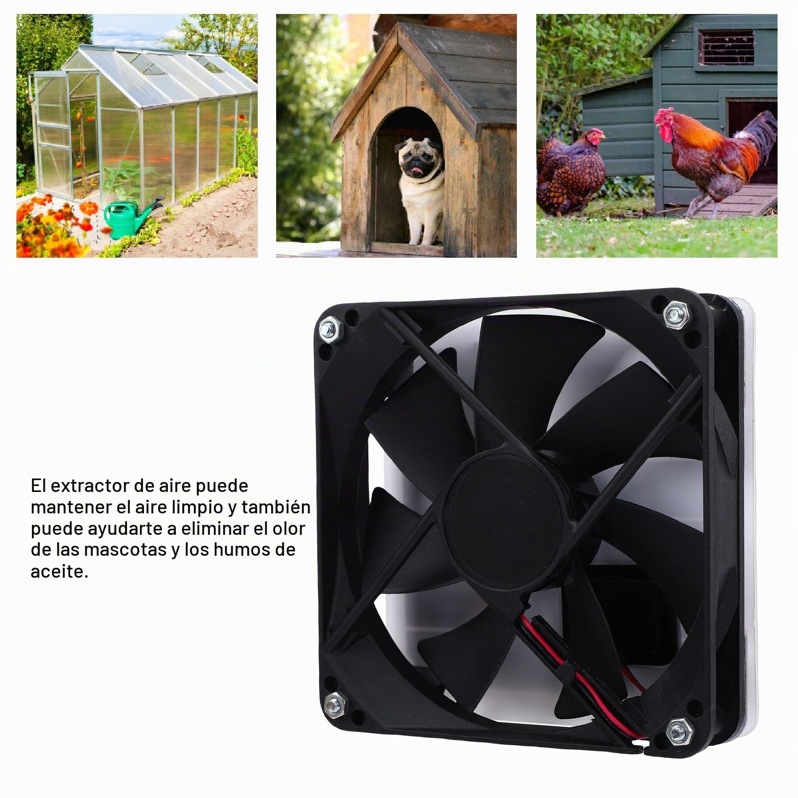Qcwwy Ventilador de Ventilación Solar Extractor Solar 2 en 1 Ventilador con Energía para Invernadero Al Aire Libre Gallinero Electrodomésticos