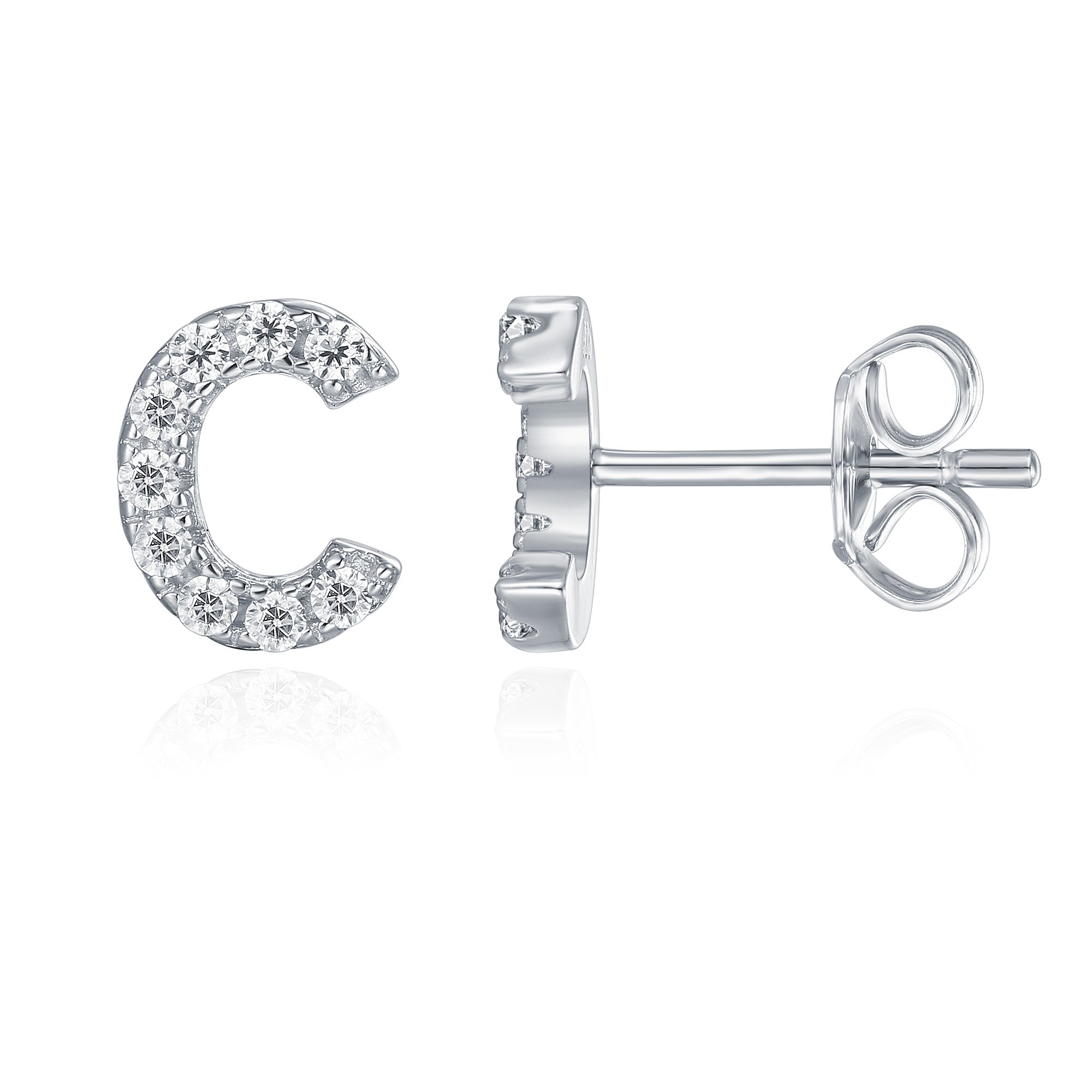 PAVOI 14K Rose Gold Plated 925 Sterling Silver CZ Alphabet Letter Earrings | Initial Earrings for Women | Letter A in Dubai - UAE | Stud