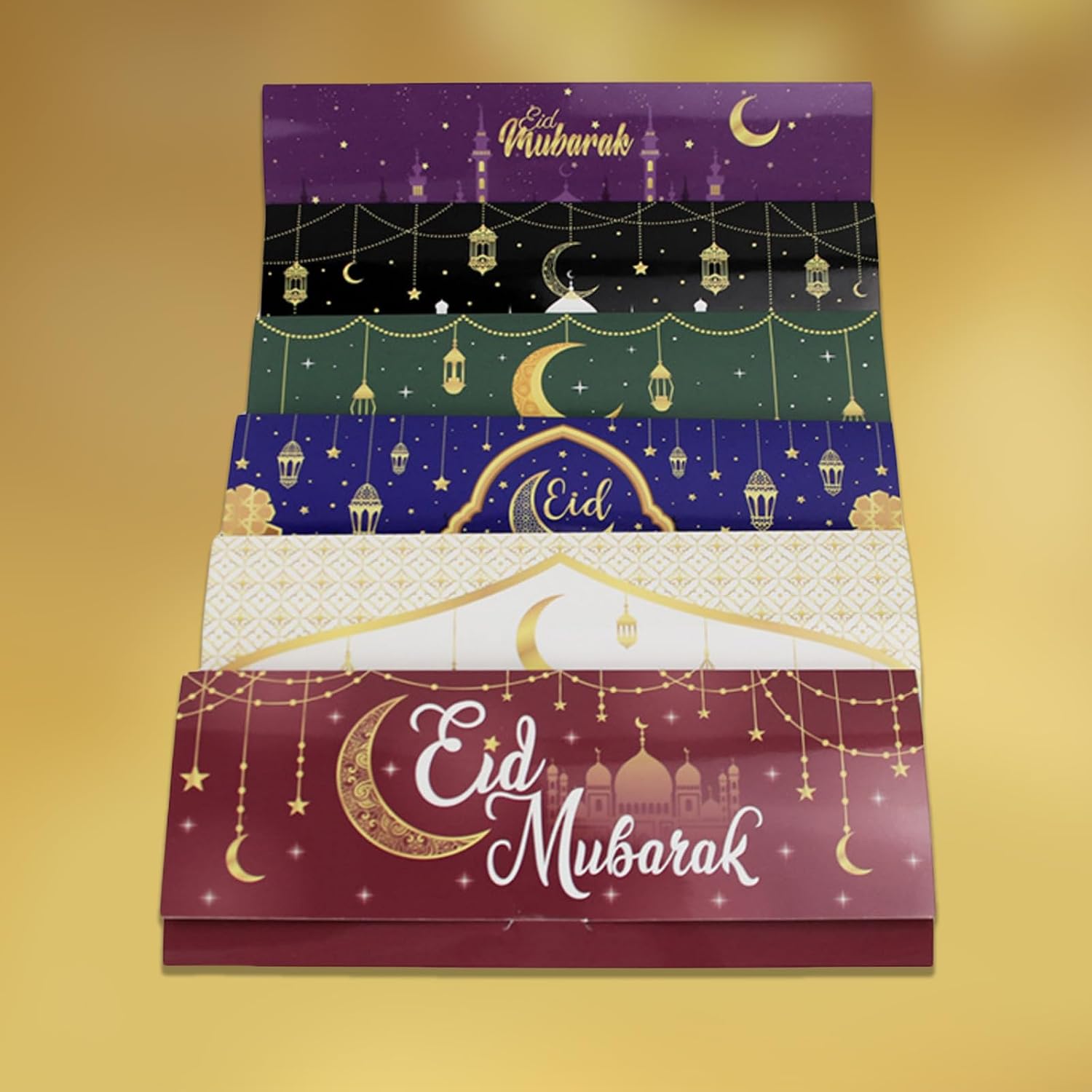 50pcs Ramadans Greeting Cards Eid Mubaraks Money and Gifts Card Holders Religious Holiday Invitation Card Eid Mubaraks