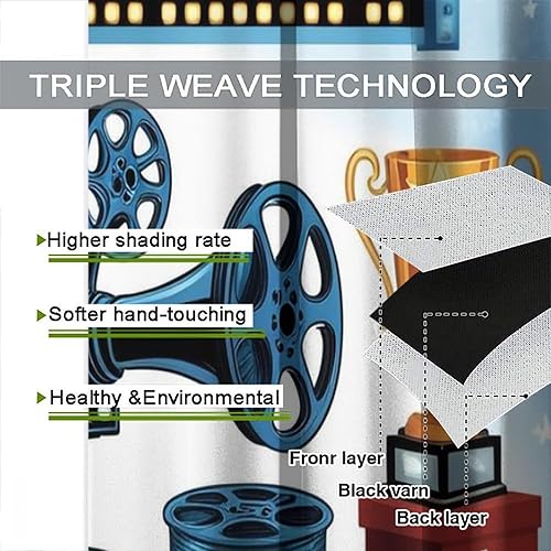 Miniatura 38 de Cortinas opacas para cine en casa, diseño retro moderno, tiras de película de palomitas de maíz para cámara de película, bolsillo para barra,