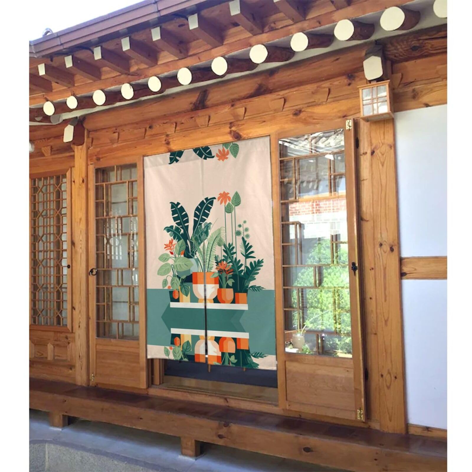 HerYng Cartoon Small Green Plant Door Curtain - Protect Privacy, Shade, Suitable for Home, Office, Restaurant, Kitchen, Bathroom, etc.