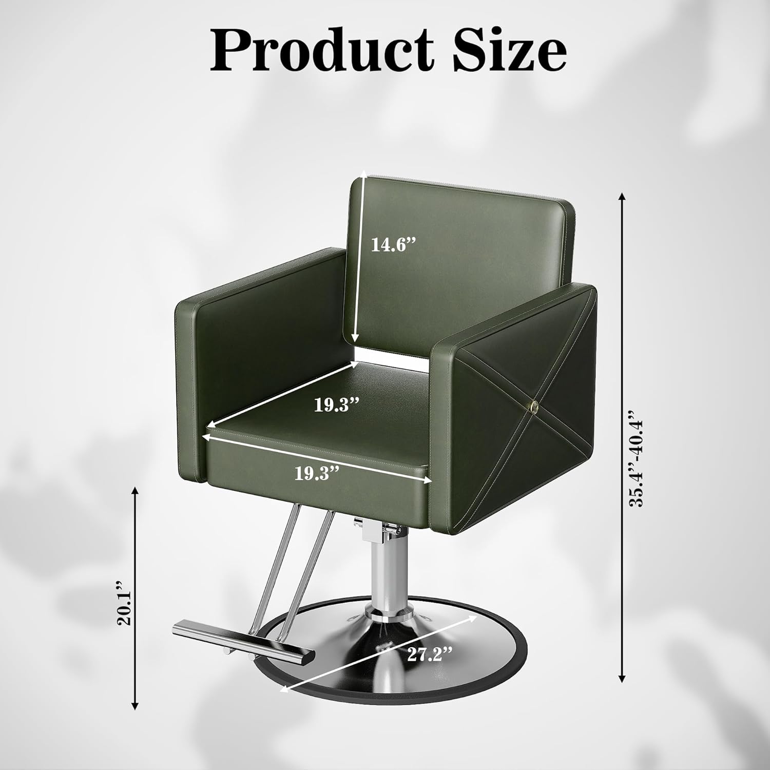 Barber Chair, Salon Chair for Hair Stylist, Hair Salon, 360 Degrees Swivel Styling, Height Adjustable Hydraulic Shampoo Chair (Dark Green)