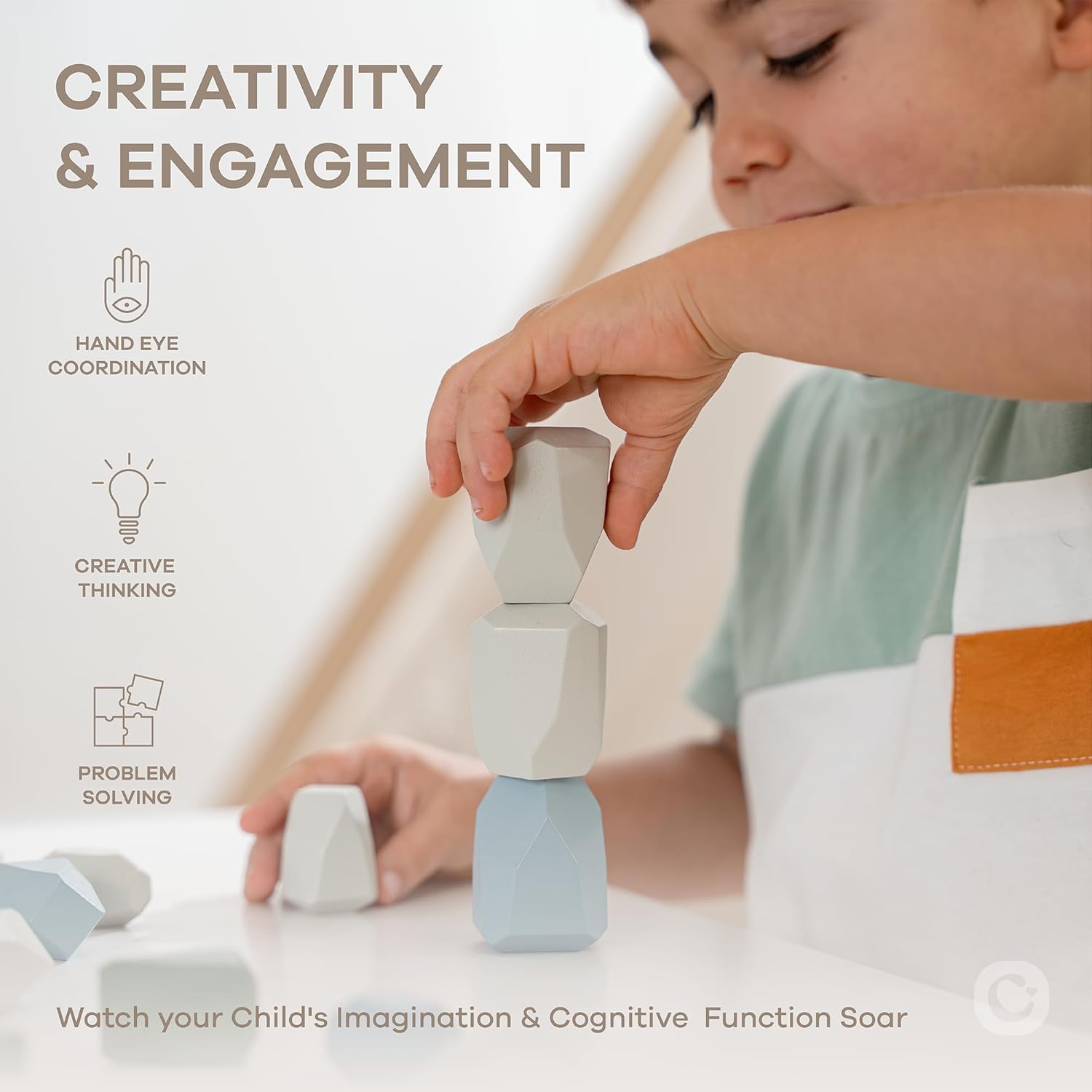 Wooden Climber and Stacking Rocks Bundled by Comfy Cubs