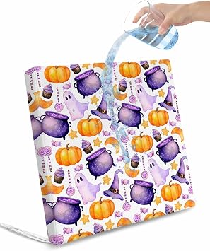 Outdoor Cushion Cover,Halloween Pumpkin Ghost Candy Waterproof Patio Seat Cushion Replacement Covers,Potion Moon Stars Magic Hat Furniture Protector Slipcovers for Couch Sofa Chair,22x20x2pcs