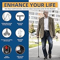 Vista 8 de Canehero Walking Cane，Smart Cane，Freedom Canes with Led Light and Emergency Alarm - Height Adjustable from 34.5 to 38.5 Inches, Suitable for The