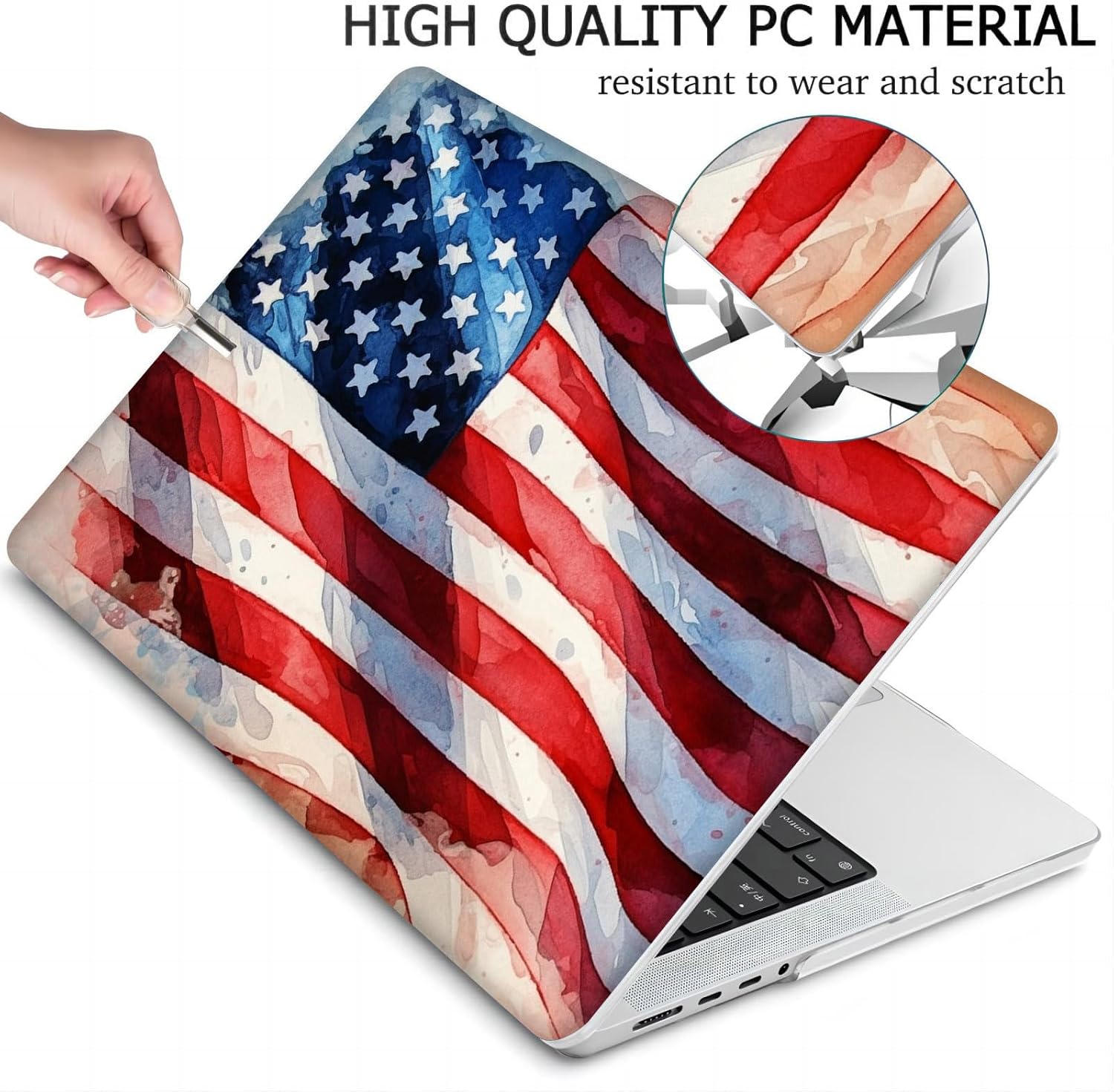 Compatible with MacBook Neo 13-inch, Hard Shell Case with Keyboard Cover and Screen Protector (A3404 A18 Pro chip, 2026 Release) - Patriotic USA Flag MC22983