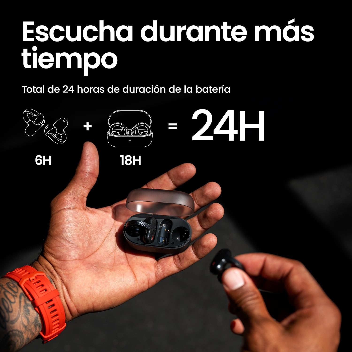 Amazfit Up OWS Auriculares Bluetooth 5.3, Diseño Abierto Inalámbrico con Control Táctil, Resistente al Agua IPX4, Reducción de Ruido con IA, Cascos Deportivos para Running y Fitness