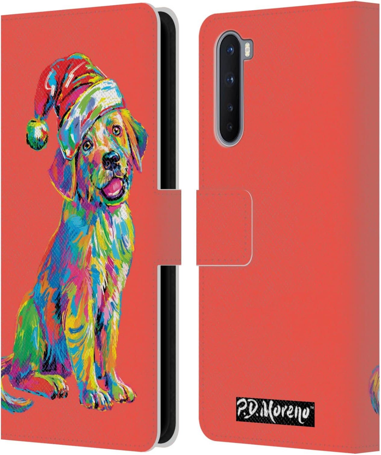 Head Case Designs Officially Licensed P.D. Moreno Labrador Christmas Animal Pop Colors Leather Book Wallet Case Cover Compatible With OnePlus Nord 5G