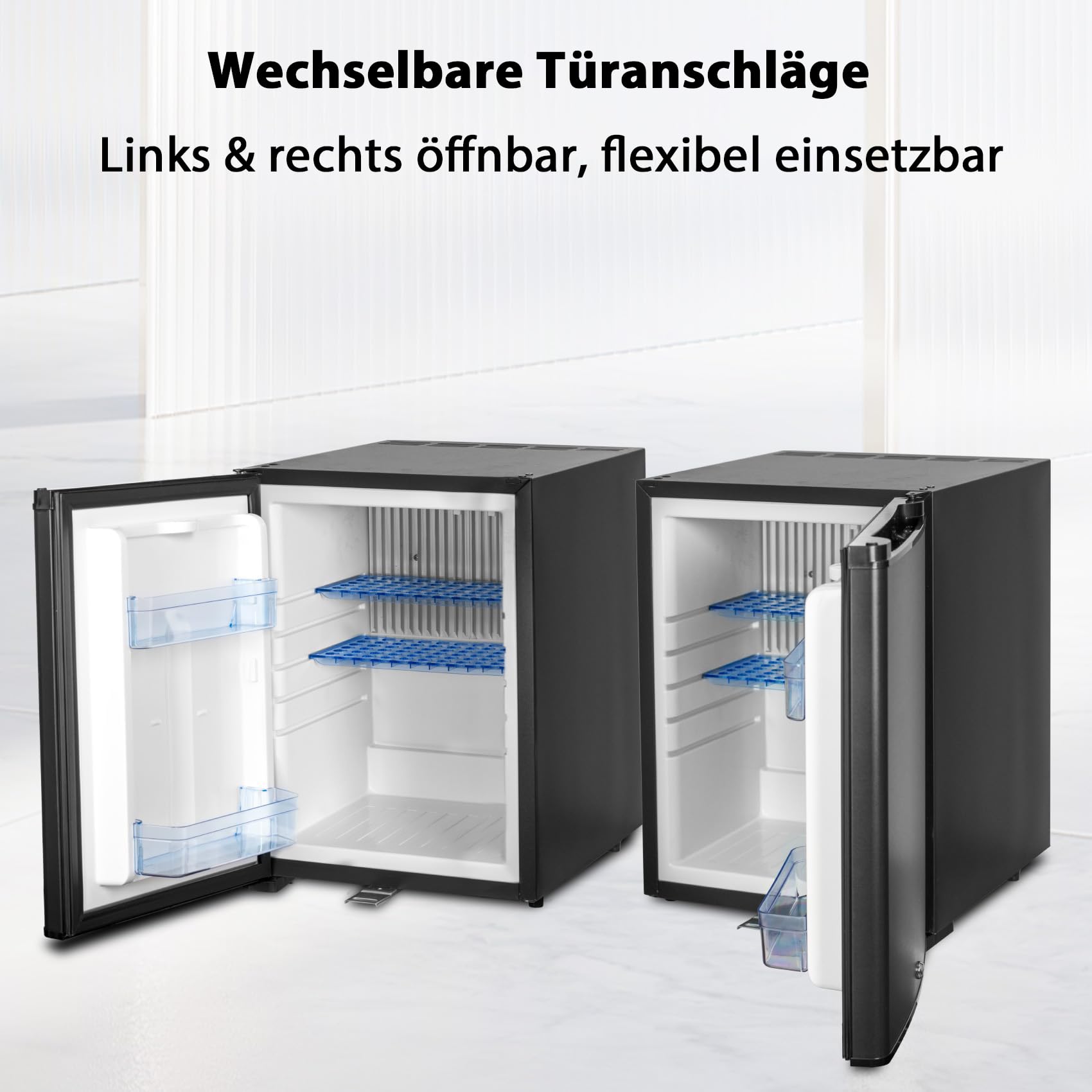 SMETA Camping Kühlschrank 12V 230V, Absorber Kühlschrank 40L, Campingkühlschrank 0dB,12 volt Wohnmobil Kühlbox für Wohnwagen, Auto, LKW, Boot, Reisemobil, Lautlos, Schwarz, Mit Schloss