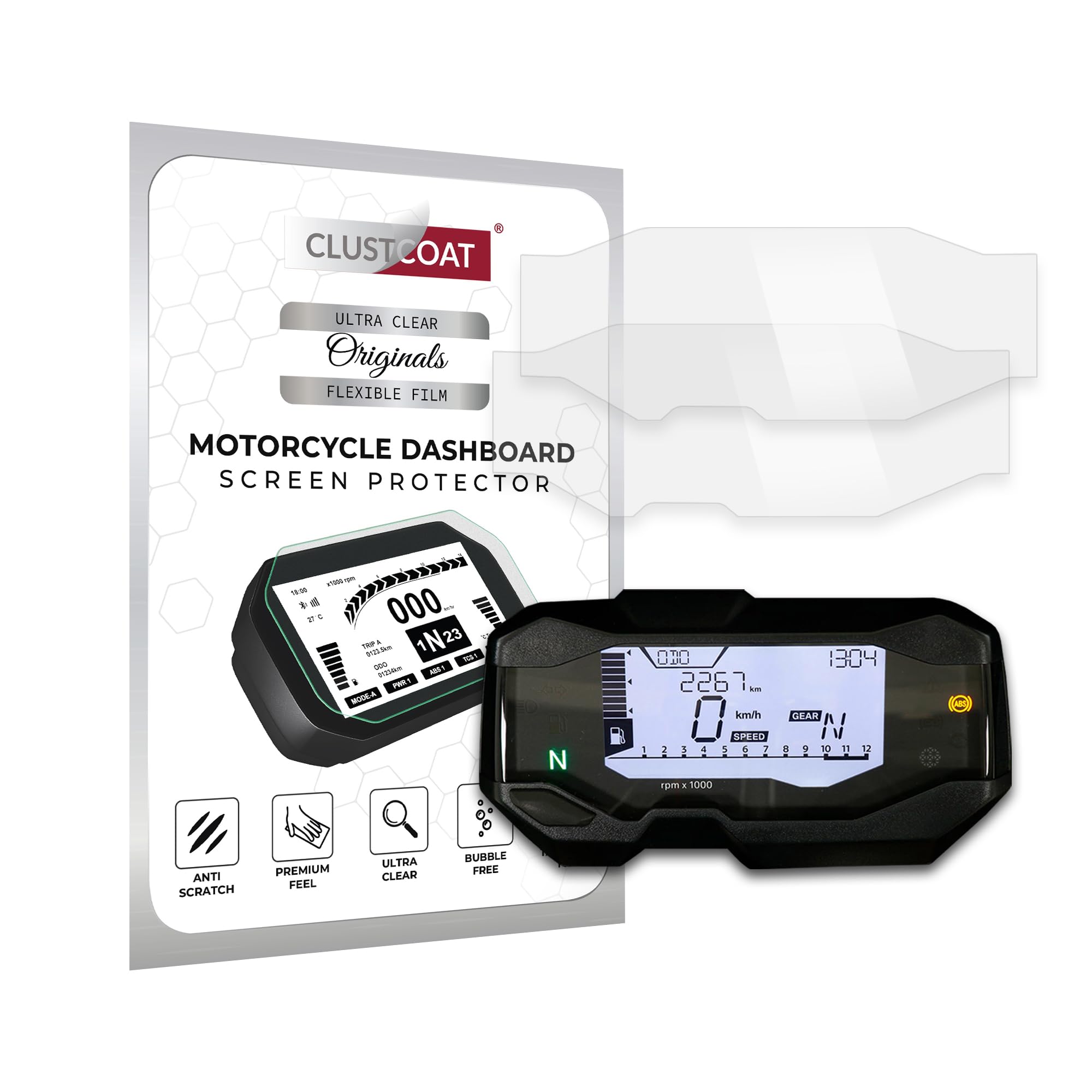 CLUSTCOAT Ultra Clear Motorcycle Dashboard Instrument Cluster Screen Protector for BMW G310 GS / G310 R (2pcs)