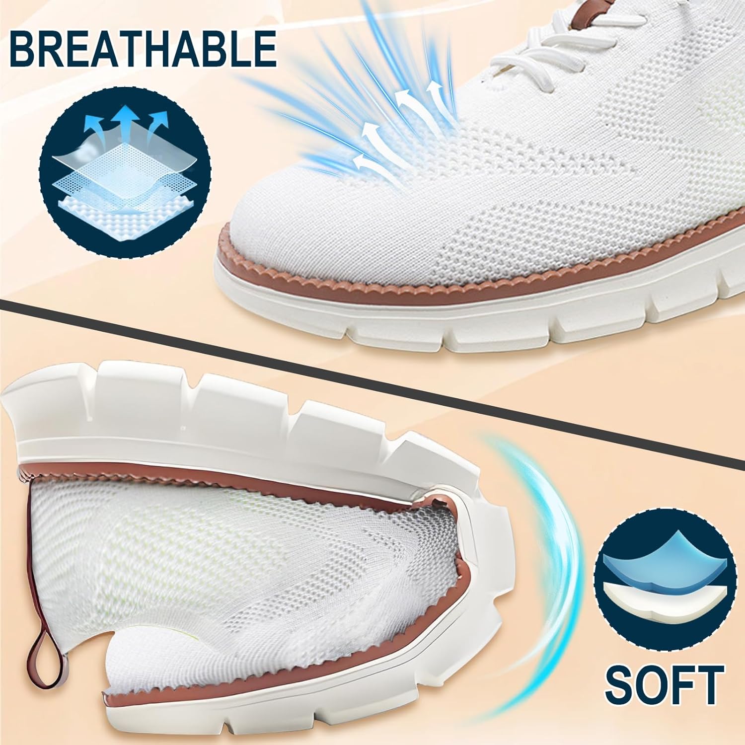 Mens Casual Shoes, Bussiness Oxford Shoes, Dress Sneakers, Breeze Lightweight Fashion Walking Breathable - Image 4