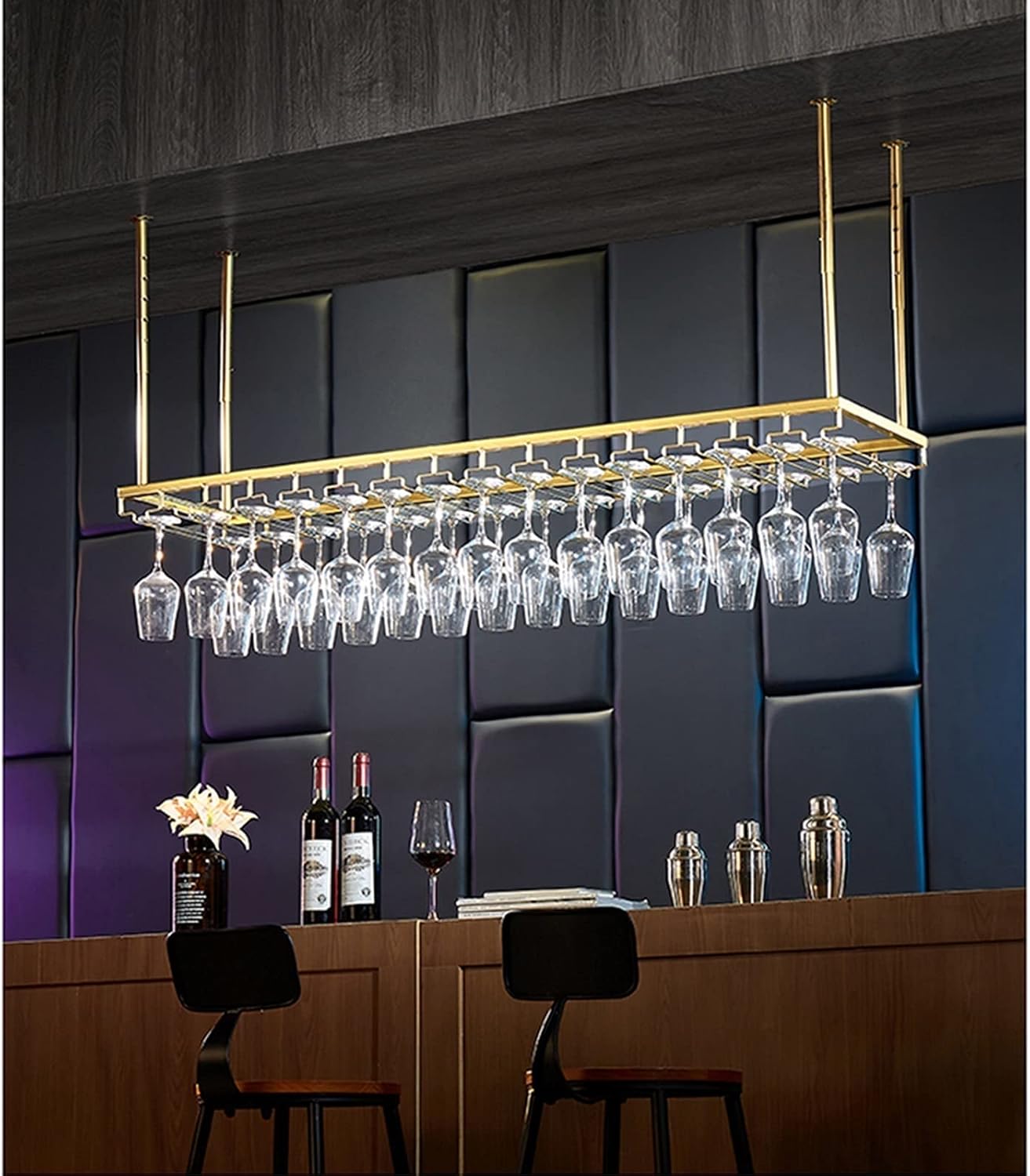 Mobile Storage Rack Freestanding Display Rack Tool Pegboard Garage,Ceiling Wine Glass Rack Hanging Shelf with Creative Wine Cabinet Design Lightweight Luxury Bar Hanger for Home Wine Glass S