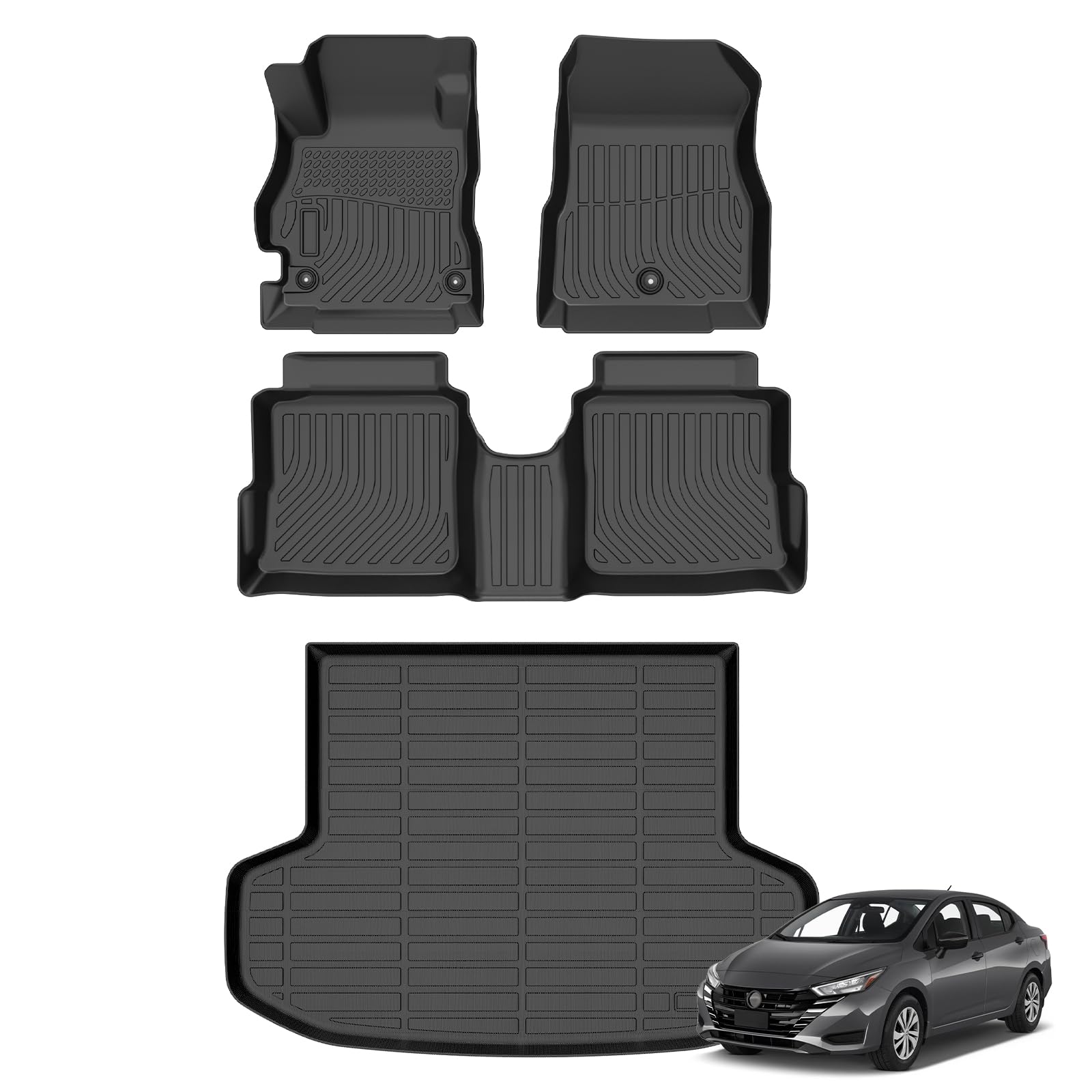 Floor Mats &amp; Cargo Liner for Nissan Versa Sedan 2020-2025 (S/SV/SR)