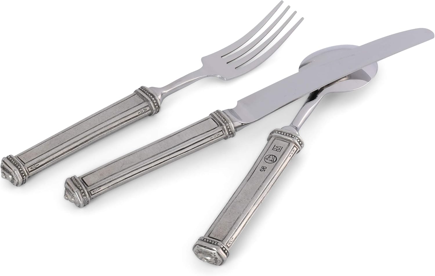 Vagabond House 5 Piece Pewter Leaf Pattern Flatware Set Place Setting 9.5 inch Long