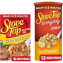 Stove Top Stuffing Mix Duo, Instant Stuffing Mix, Ready in 5 Minutes Side Dish, Cornbread and Chicken Flavors, Two Boxes Each, 6 Ounce and 12 Ounce Variety Pack