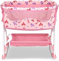 ANIVIA 2-in-1 Doll Bed & Swing for 18" Baby Dolls - Adjustable Crib Furniture with Tray, Toddler Pretend Play Toy