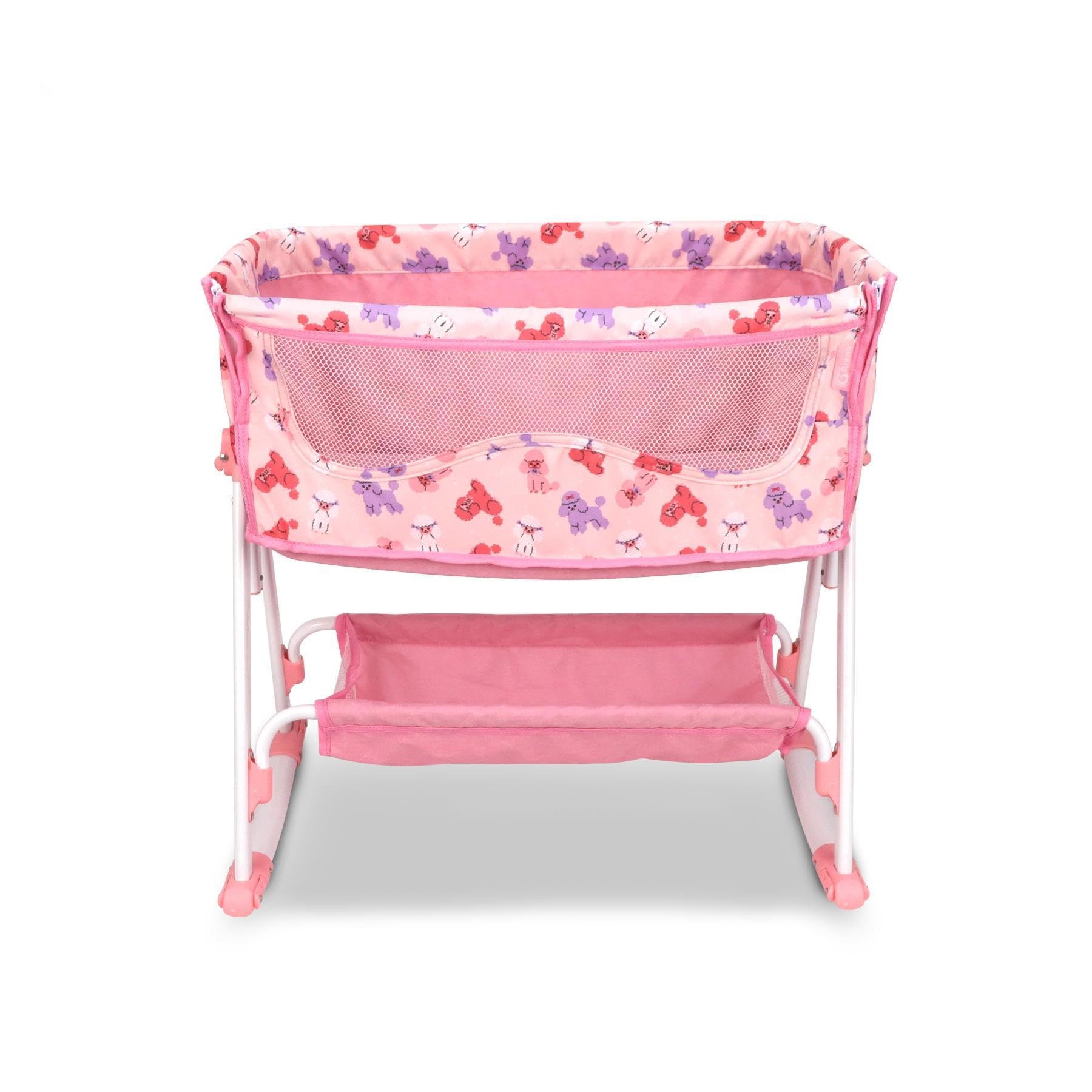 ANIVIA Doll Bed Furniture 2 Function Toy Doll Swings Together for 18 inches Baby Dolls, Baby Doll Crib with Bottom