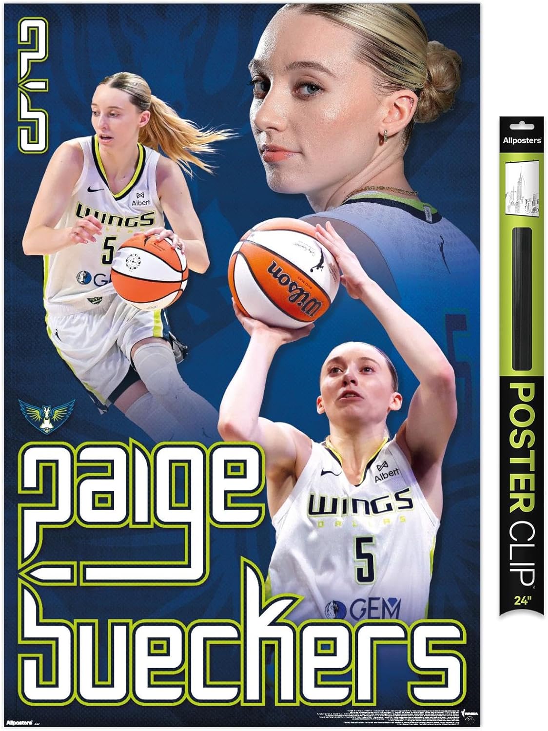 WNBA Dallas Wings - Paige Bueckers 25 Wall Poster, 34L" x 22.4W", Black Framed Version