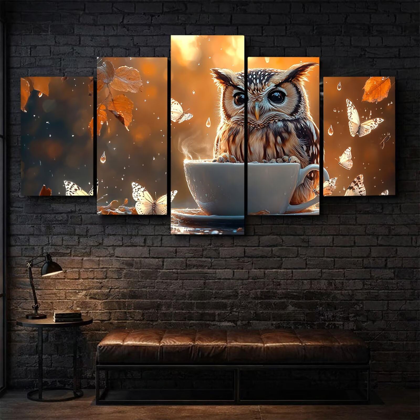 5 Pack Leuchtend Malen Nach Zahlen Erwachsene Eule Drei Größen YCBZ-4916 | DIY Set Erwachsene mit Pinselset Acrylfarben Set Fünf Leinwand zum Bemalen Schmetterling Deko Wohnzimmer Geschenke für Frauen