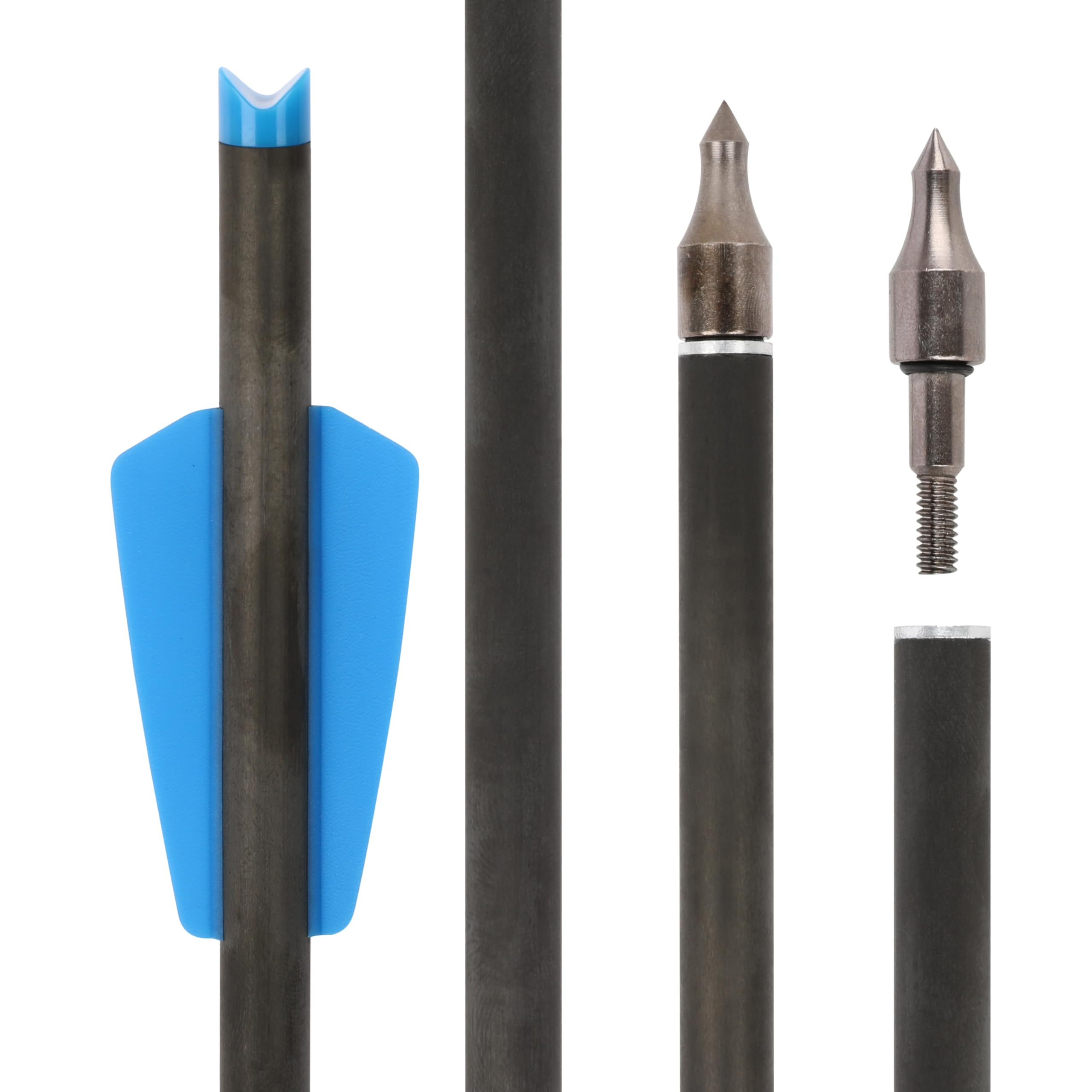 Flechas para Ballesta de Tiro con Arco Flecha de Carbono Puro de 20 Pulgadas con Pluma de 2 Pulgadas para prácticas de Tiro al Blanco y Tiro al Aire Libre 12pcs