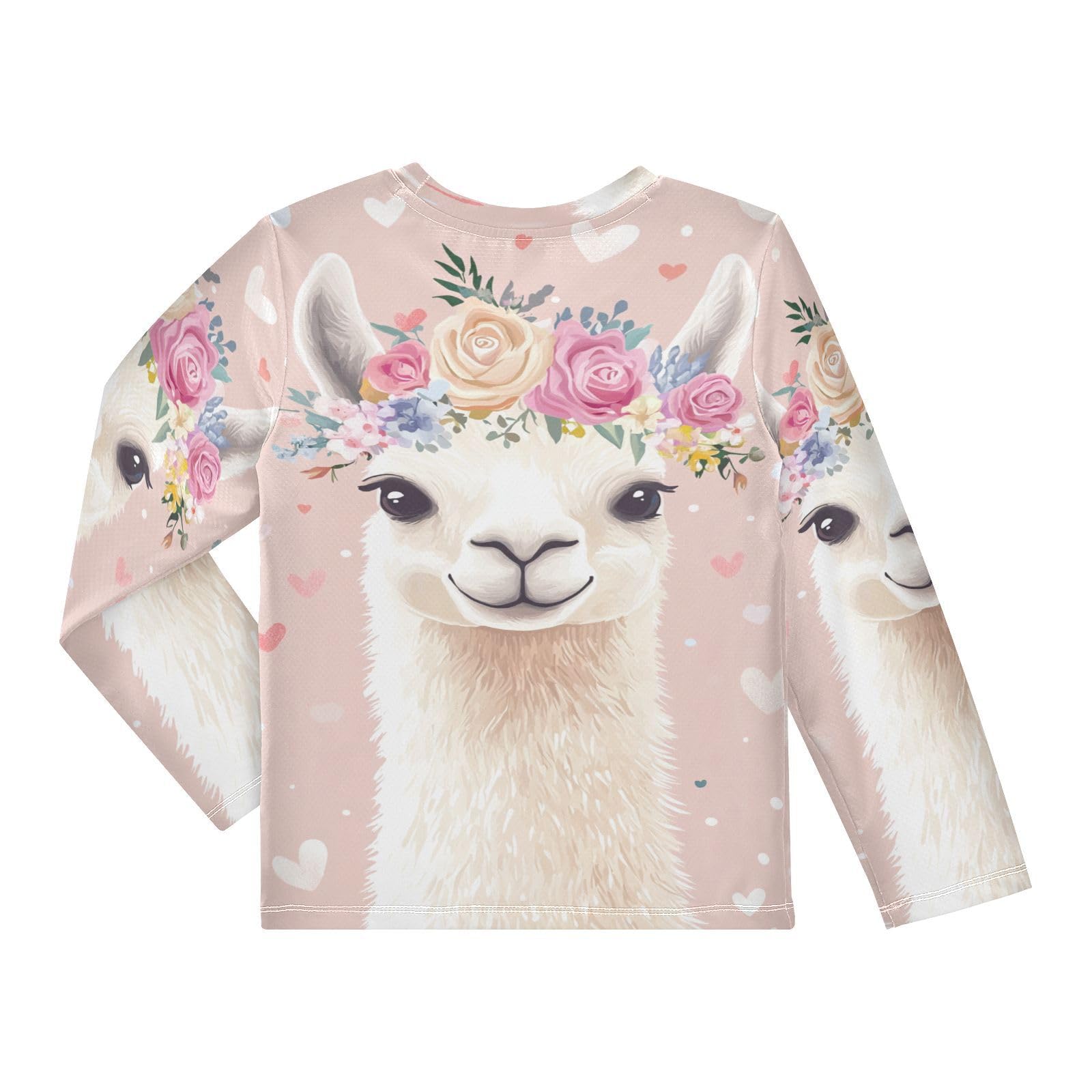 Floral Llama Pink Boy's Rash Guard Swim Shirt Long Sleeve Sun Shirt for Kids Toddlers UPF50+ 3T