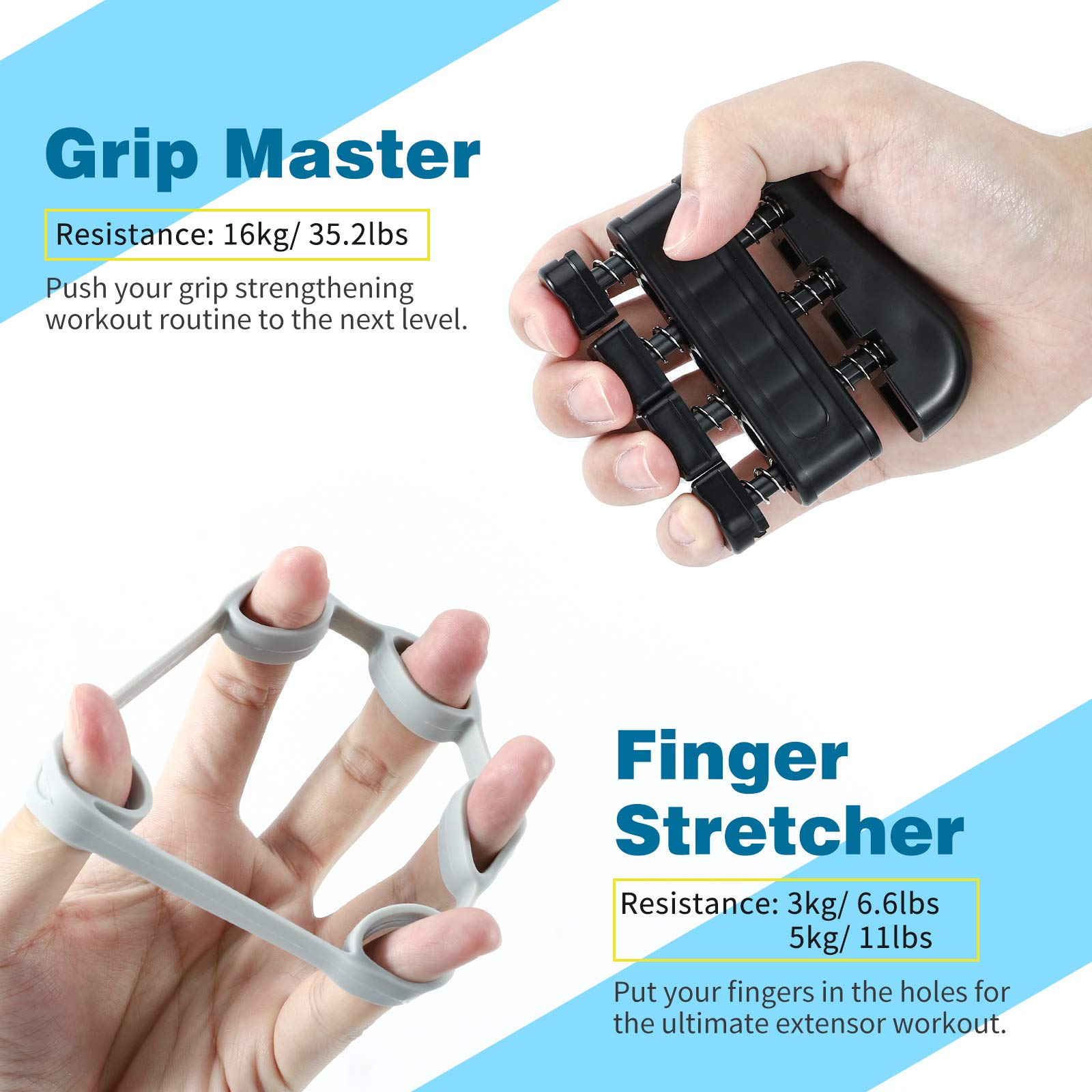 MoKo Kit D'Entraînement Musculation Mains 6 PCS - Renforceur Poignées, Doigts Et Avant-Bras