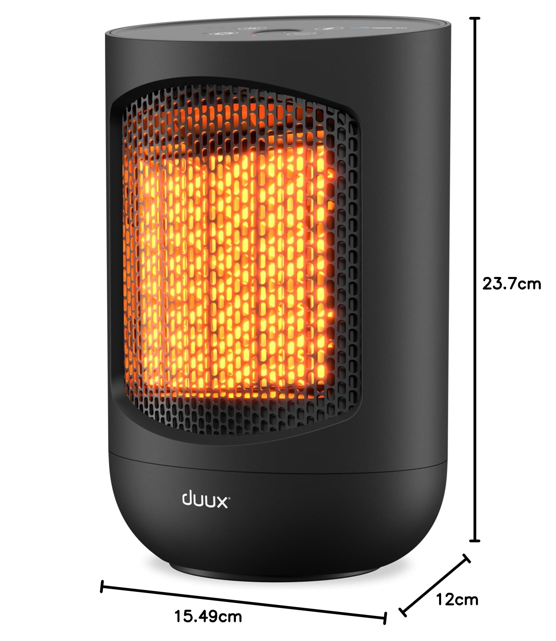 Duux Zone ceramiczny grzejnik elektryczny, 1500 W, 3-stopniowy termowentylator, termostat i oscylacja, certyfikat IP21, czarny