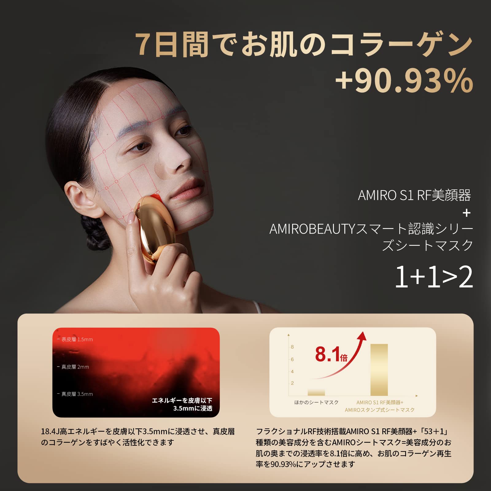 GINGER掲載商品】 AMIRO 美顔器 EMS 1台10役 自宅エステ リフトケア