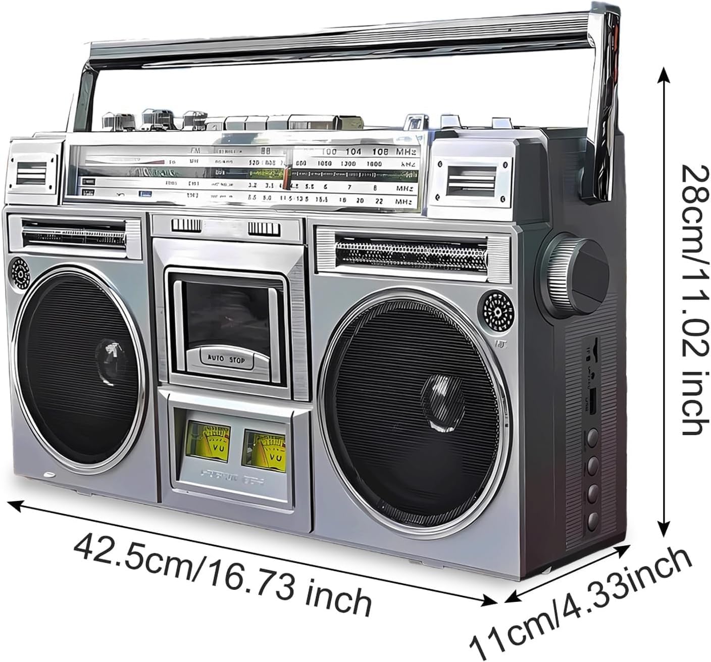 80s Style Kassette Boombox, Bluetooth Radio mit Band-Player, AM/FM/Shortwave-Empfänger, USB-SD-Eingang für Musik-Convertierung, tragbares Vintage-Audiogerät für nostalgisches Hören