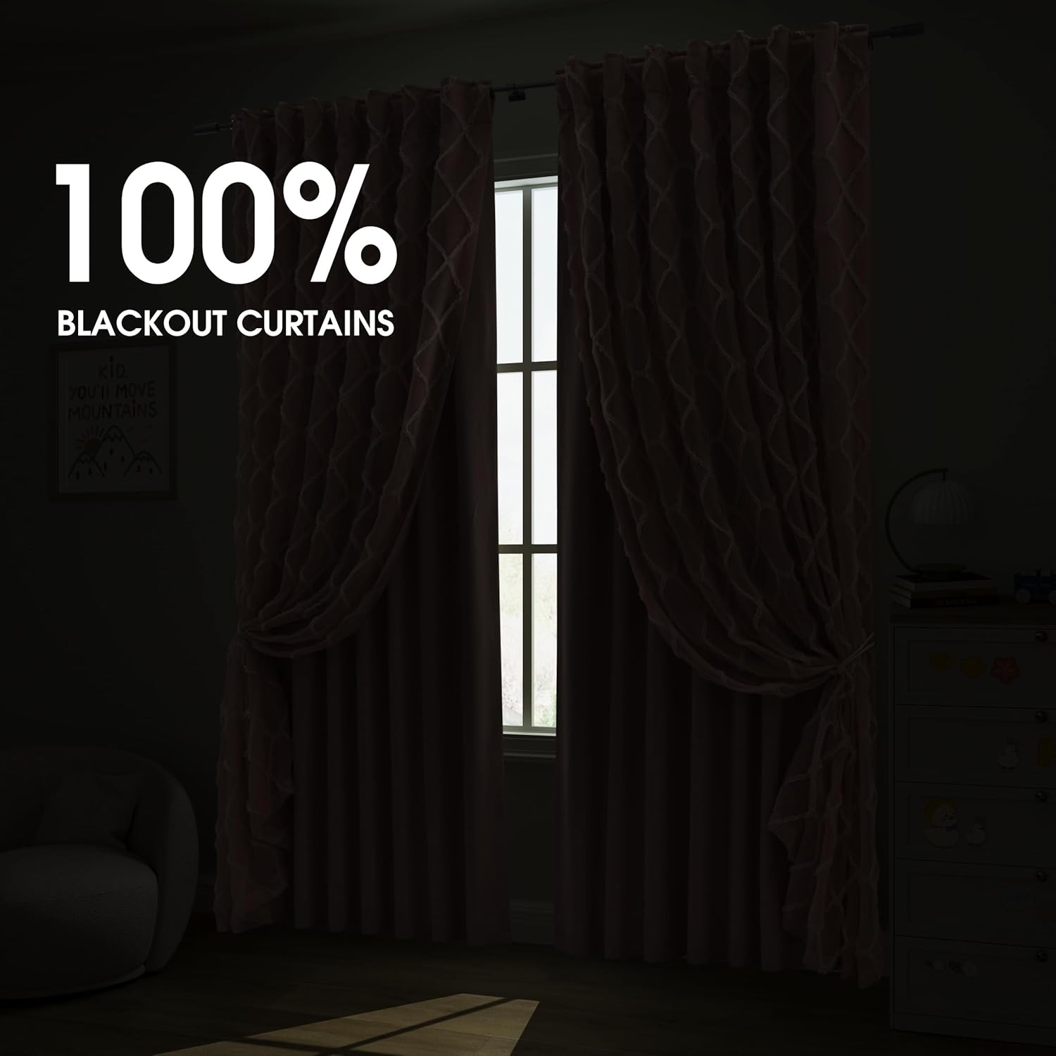 Guken Pink 100% Blackout Double Layer Curtains for Girls Bedroom Kids Room 84 Inch Length 2 Panels with Sheer Overlay Modern Country Back Tab Thermal Insulated Soundproof Drapes for Nursery 52x84