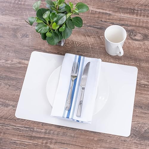 Vista 75 de Mantel individual ovalado de vinilo gris - en relieve - 16 x 12 pulgadas - caja de 6 unidades - Restaurantware