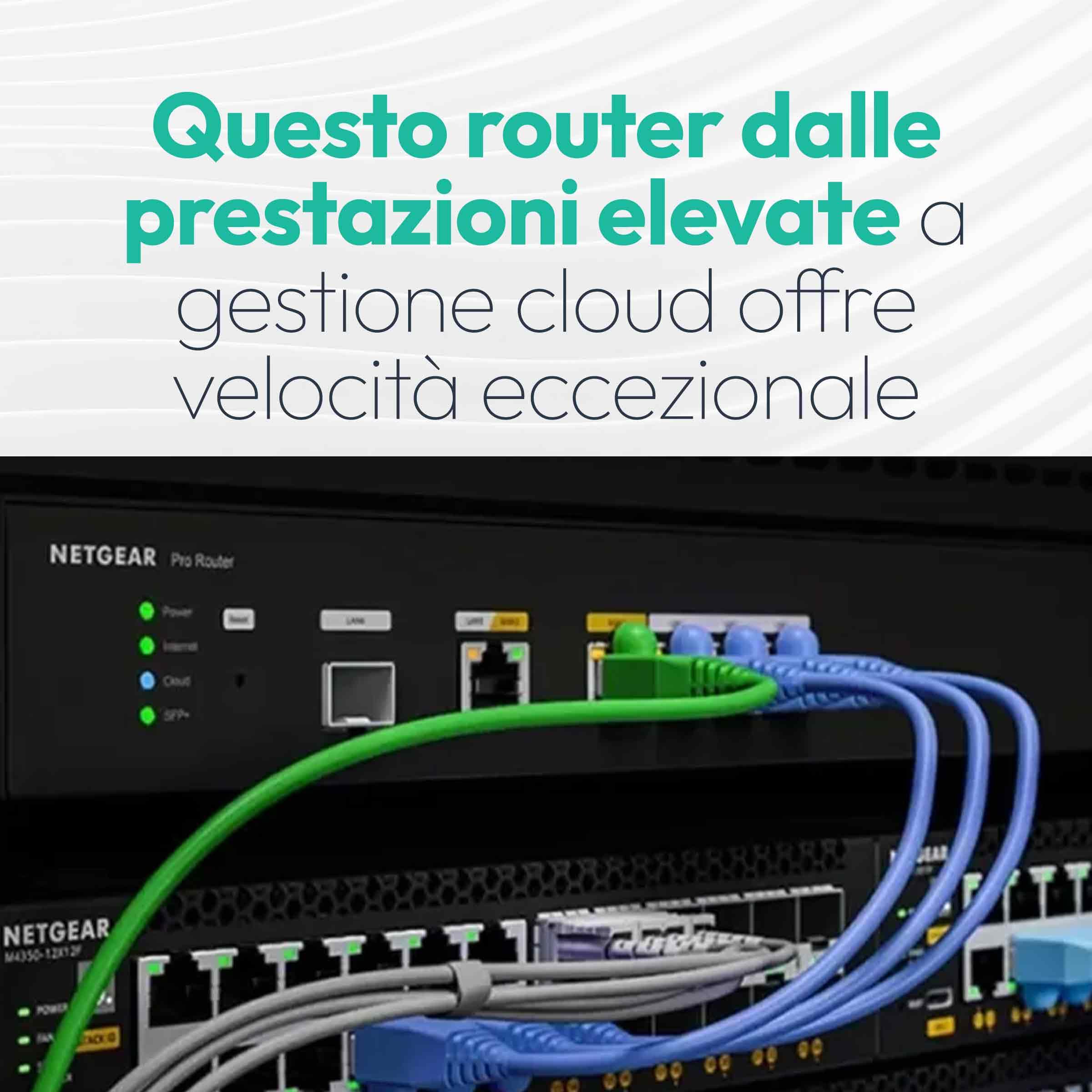 NETGEAR Router 10G/Multi‑Gigabit Dual WAN Pro con Insight Cloud Management (PR60X) – 10G SFP+ – Protezione failover – 32 VLAN – Configurazione VPN IPSec – Design rackmount