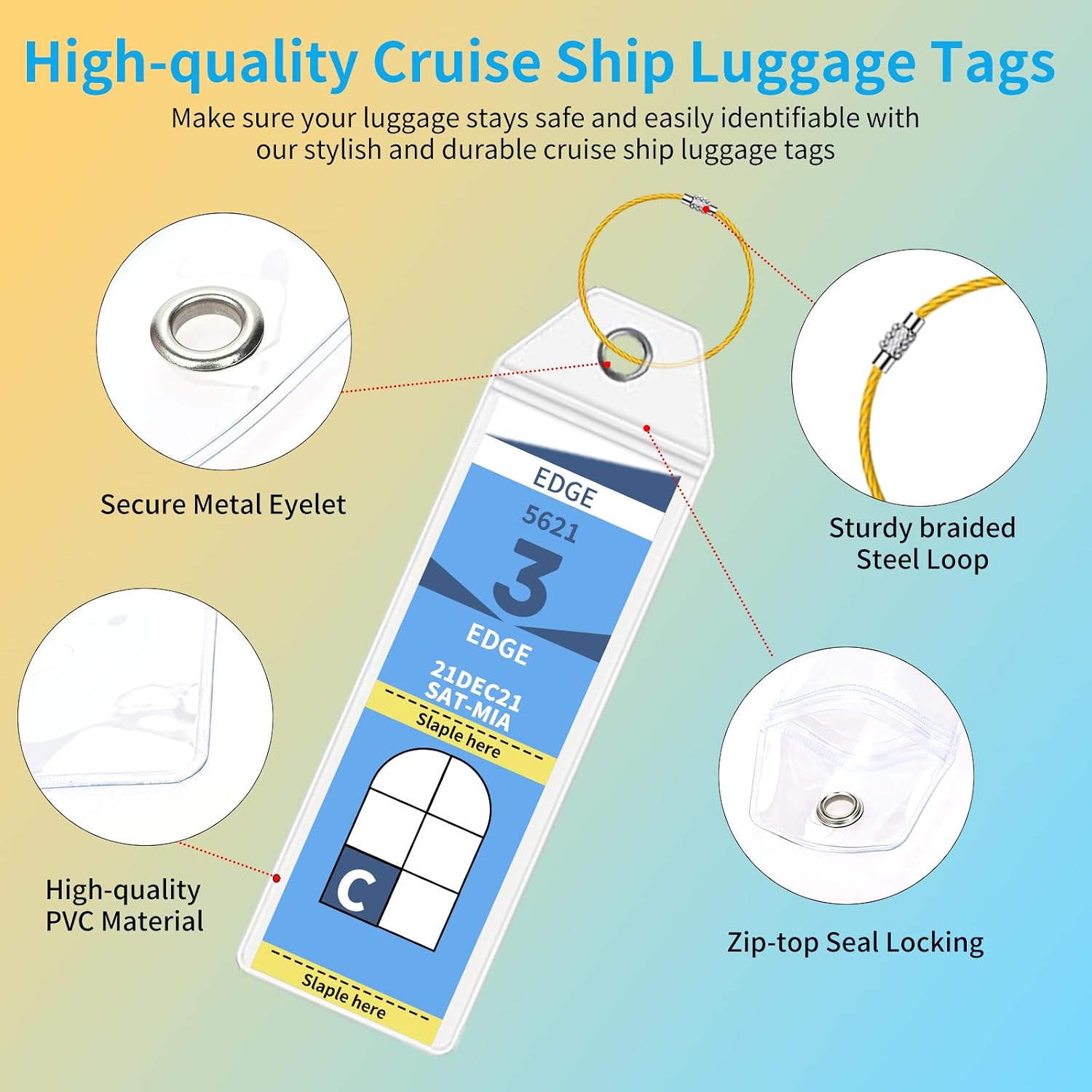 6 Pcs Celebrity Cruise Luggage Tag Holders with 3 Pcs Lanyard, Cruise Luggage Tag Holder with Cruise Lanyard and Ship Card Holder for Royal Caribbean & Celebrity Cruises Lines 2026-2027 image 3
