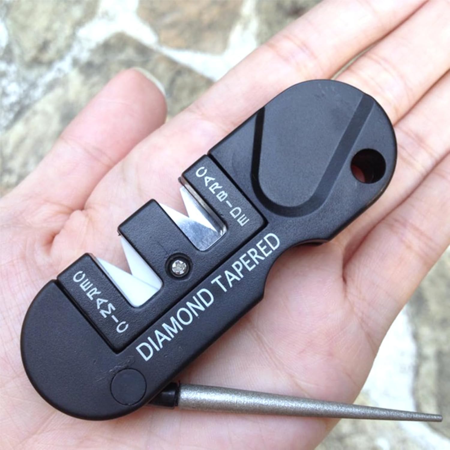 2Pcs Pocket Knife Sharpener, Outdoor EDC Diamond Sharpening Rod, Tapered Rod Knife Sharpener for Hunting, Camping, Fishing