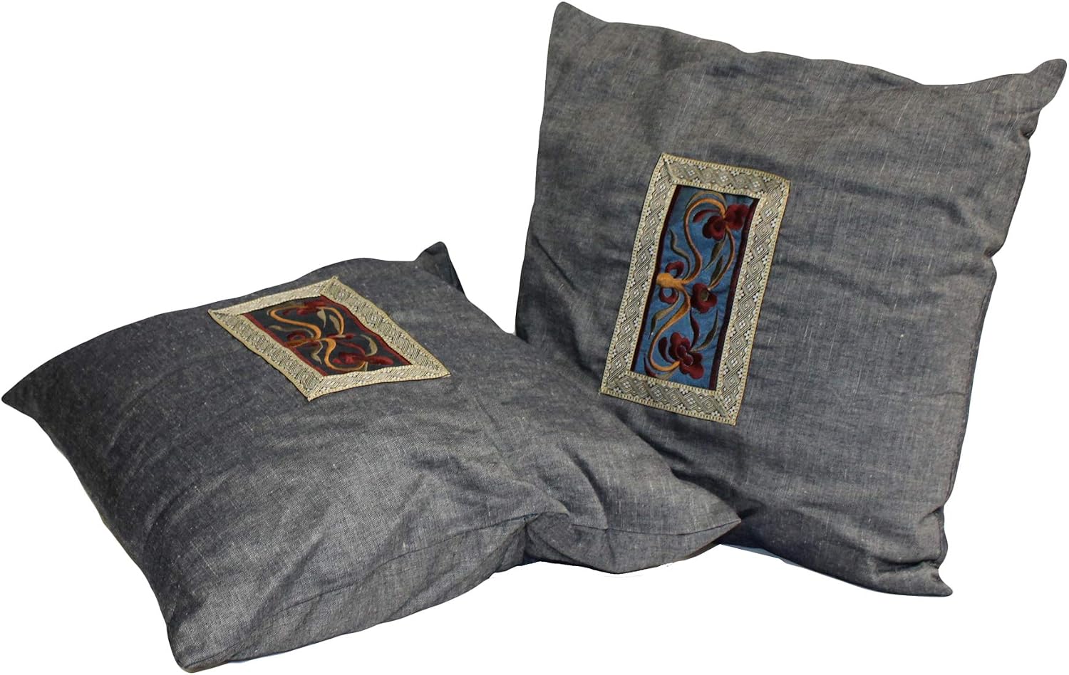 A31 Pair Gray Color Square Flower Theme Fabric Couch Sofa Cushions Aws653
