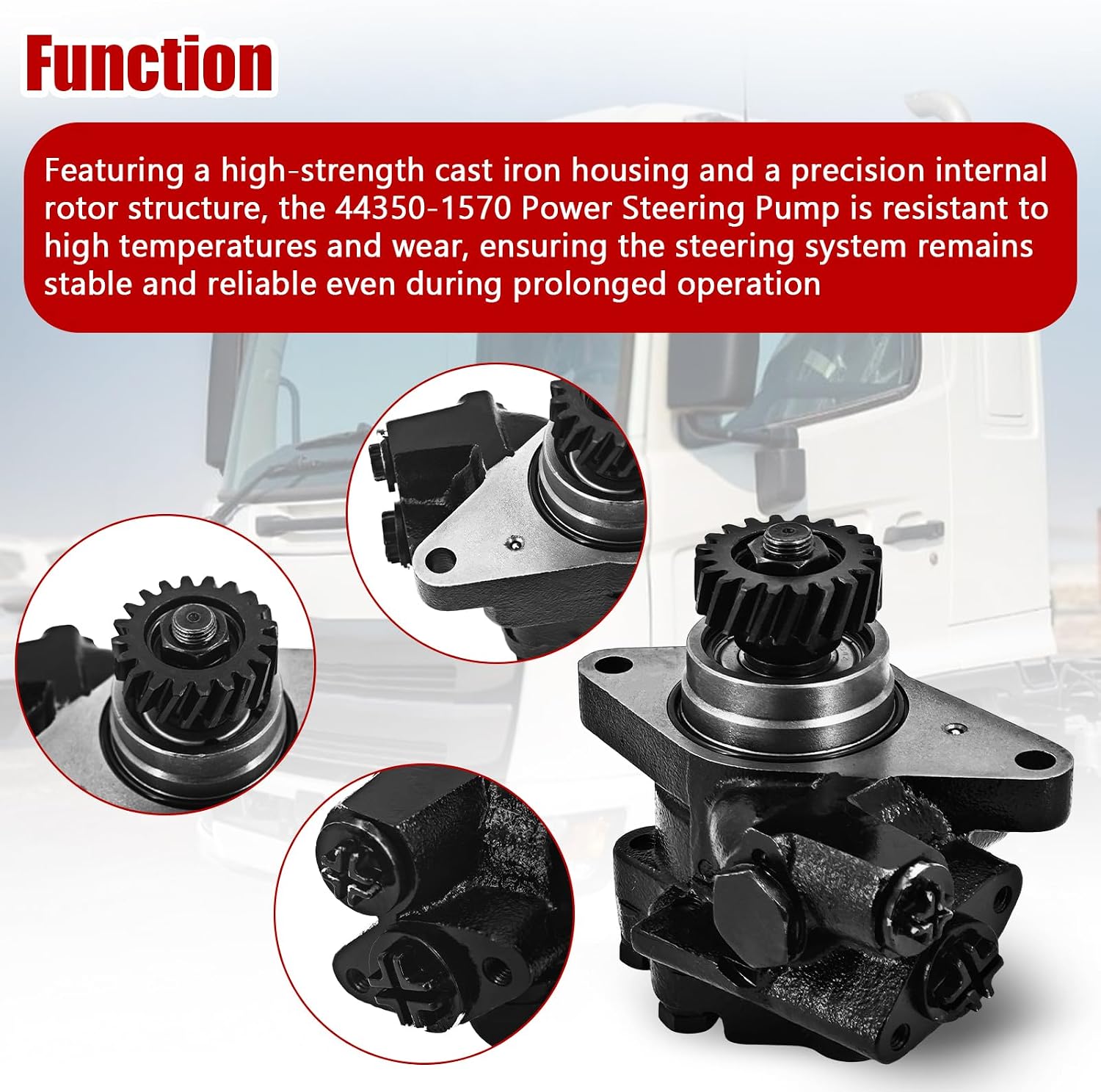 44310-E0301 Power Steering Pump Compatible with HINO 500 J08E Replace# 44350-1570 44310E0301 443501570