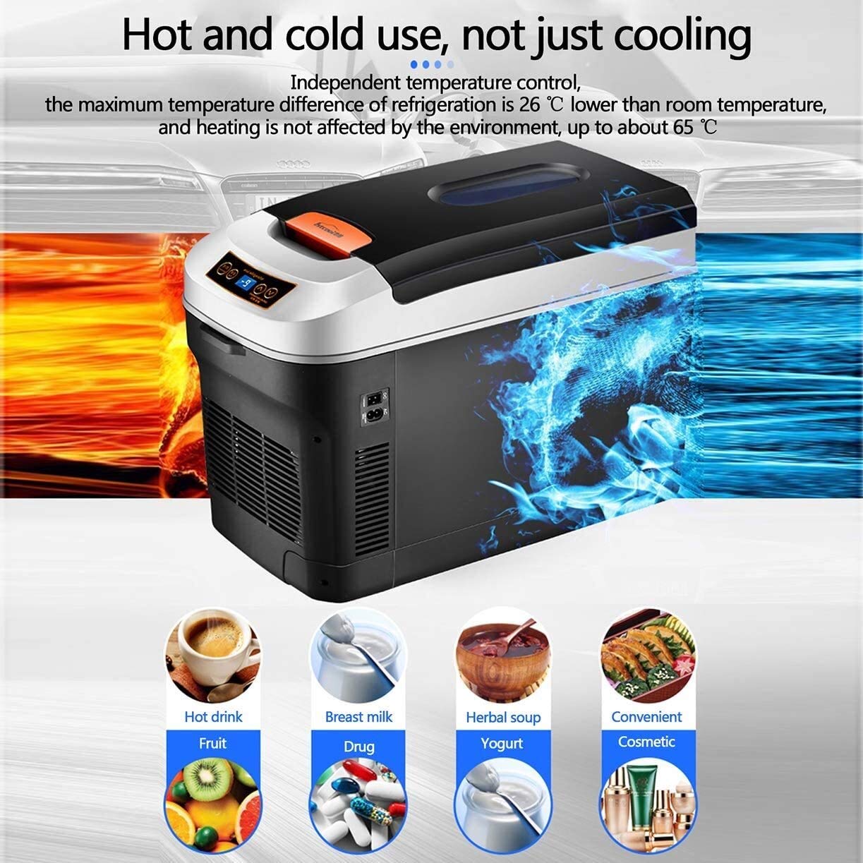 Mini Frigorifero per Auto, Frigorifero Portatile con congelatore da 35 Litri, Frigorifero Compatto per refrigerazione Dual-Core 12V / 24V / 220-240 V, per Auto, Camion, casa
