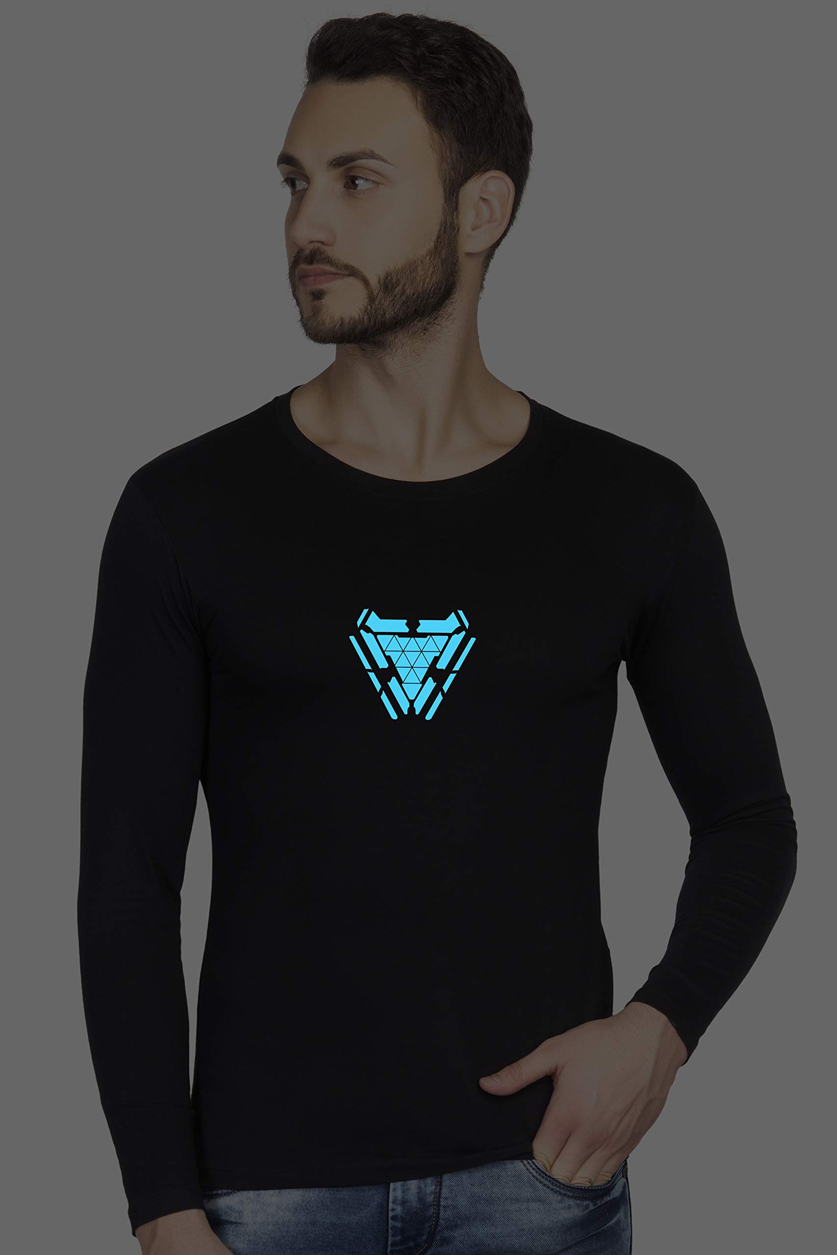 Men's Cotton Graphics Printed Black Tshirt(ThingsHate Half Black-3; Black)