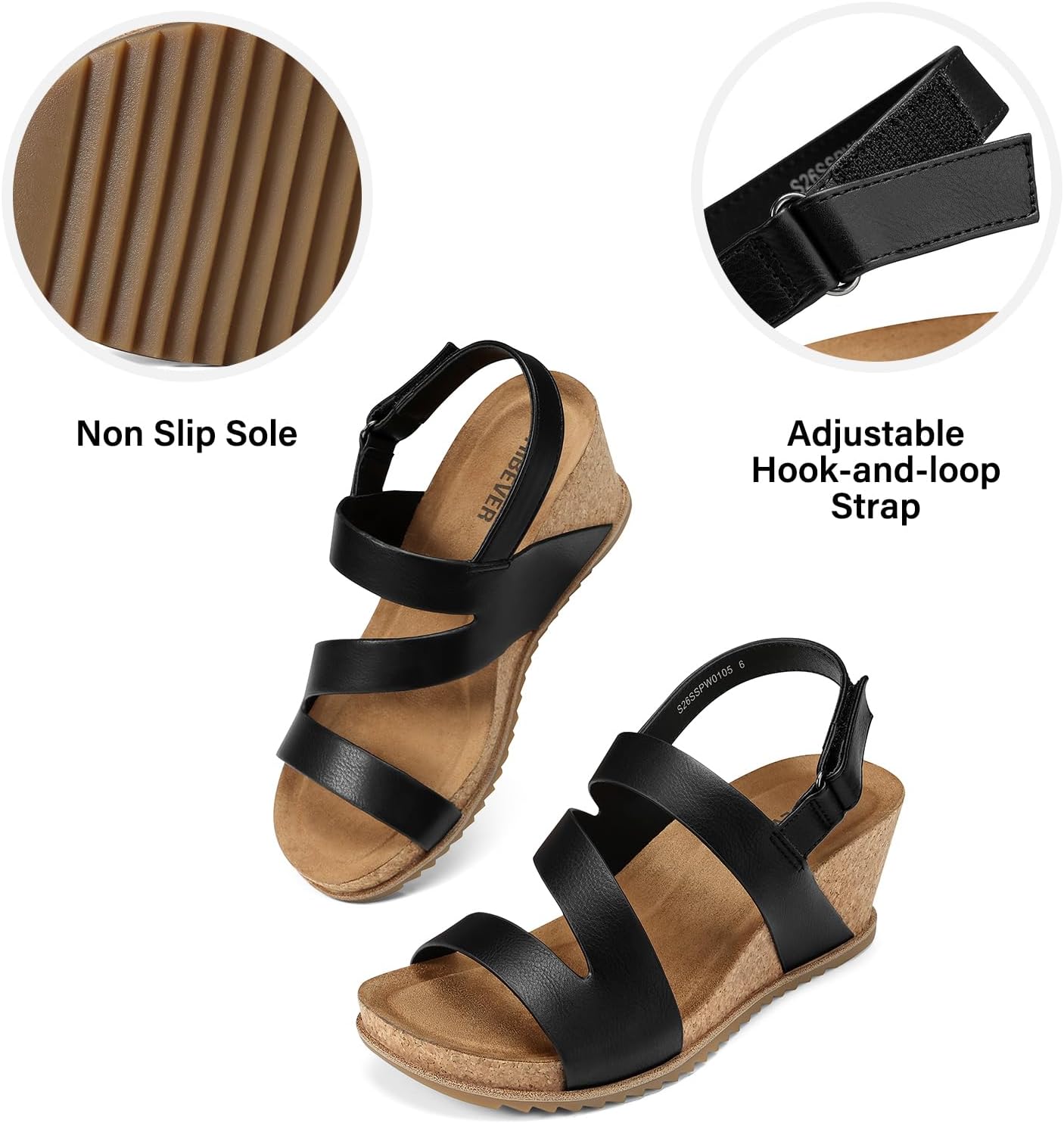 SHIBEVER Wedge Sandals for Women Dressy: Comfortable Open Toe Adjustable Ankle Strap Platform Sandals - Casual Summer Cork Wedges for All Day Wear