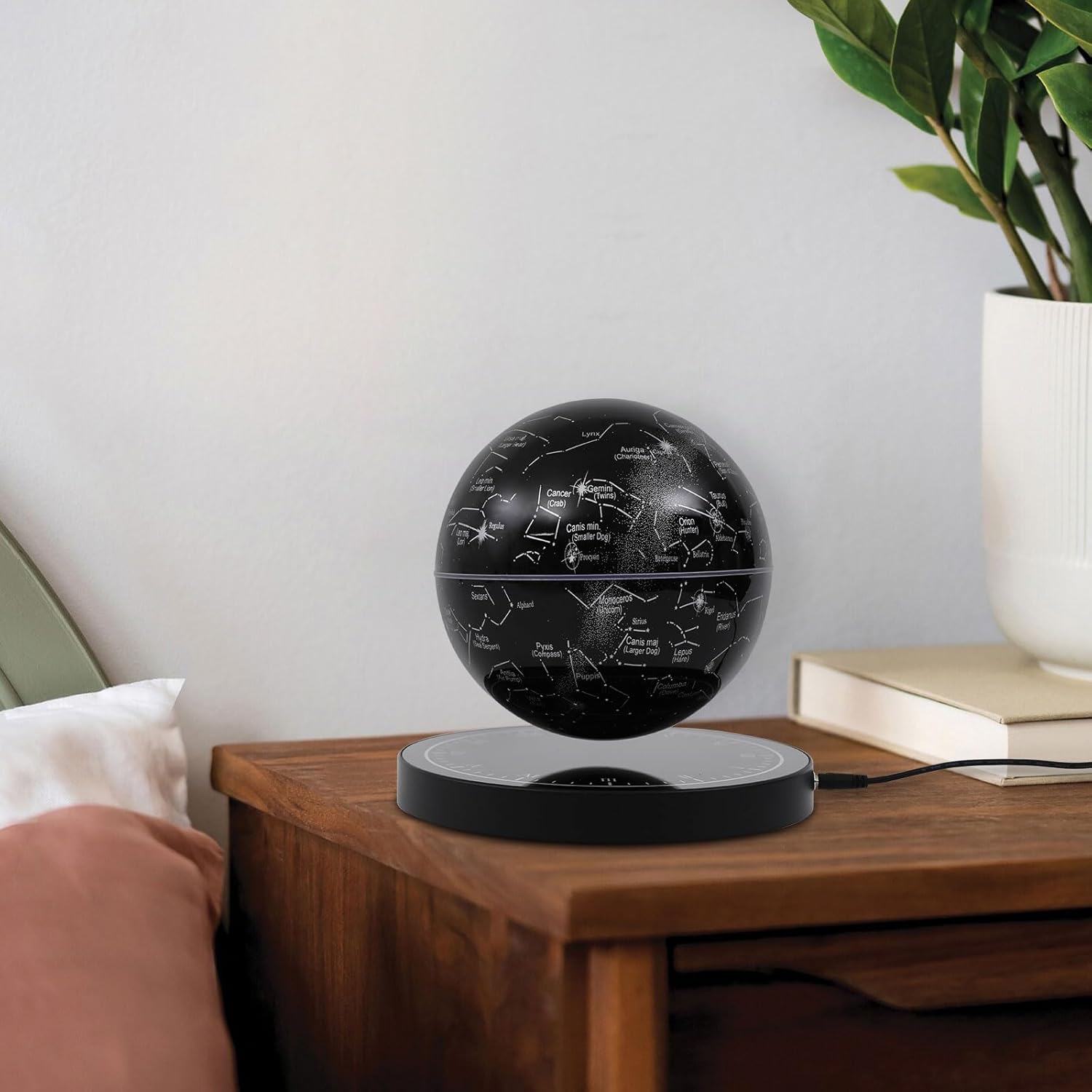 Magnetic Levitating Globe with LED Light, Constellation Ball with 16 Light Colors Floating Globe with Base Auto-Rotating Globes Black for Birthday Gift Desk Decor